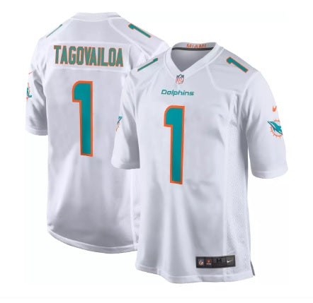 Tua Tagovailoa #1 Miami Dolphins White Football Jersey Adult Men's Sizes