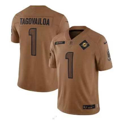 Tua Tagovailoa Miami Dolphins 2023 Salute To Service Brown Football Jersey Adult Men's Sizes