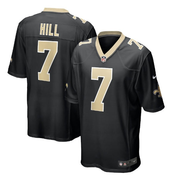 Taysom Hill New Orleans Saints Black With Gold #7 Football Jersey Adult Men's Sizes