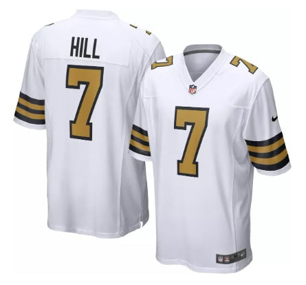 Taysom Hill New Orleans Saints White With Gold #7 Football Jersey Adult Men's Sizes