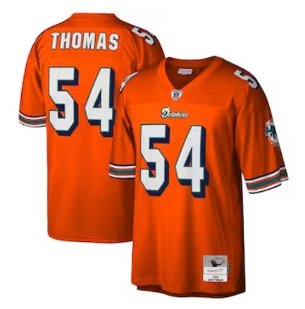 Zach Thomas #54 Miami Dolphins Orange Legacy Throwback Football Jersey Adult Men's Sizes