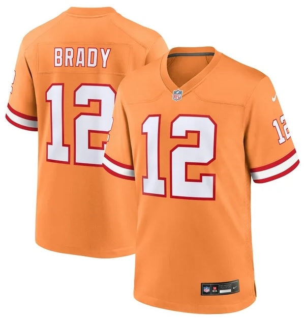 Tom Brady #12 Tampa Bay Buccaneers 2023 Orange Football Jersey Adult Men's Sizes