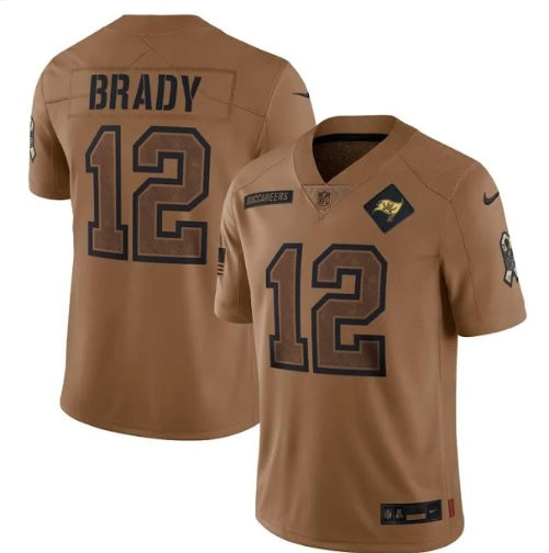 Tom Brady #12 Tampa Bay Buccaneers 2023 Salute to Service Brown Football Jersey Men's Sizes