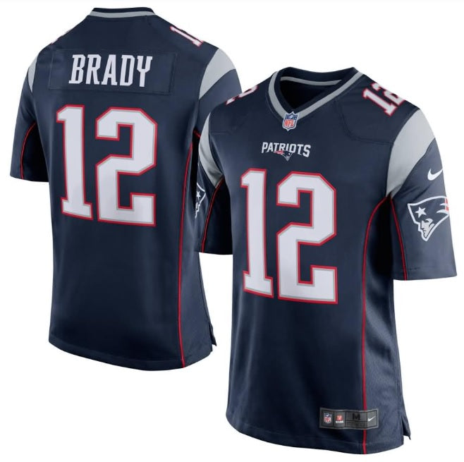 Tom Brady New England Patriots #12 Blue and Silver Football Jersey Adult Men's Sizes