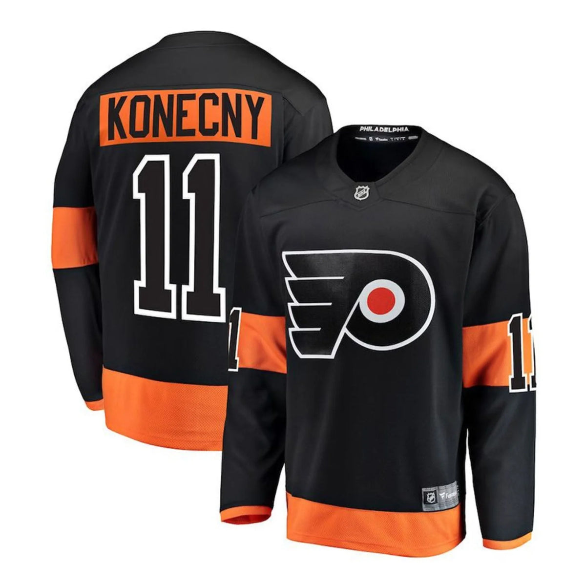 Travis Konecny Philadelphia Flyers #11 Black & Orange Hockey Jersey Adult Men's Sizes