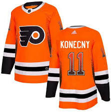 Travis Konecny Philadelphia Flyers #11 Orange Black & White Hockey Jersey Adult Men's Sizes