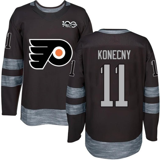 Travis Konecny Philadelphia Flyers #11 Silver & Black Hockey Jersey Adult Men's Sizes
