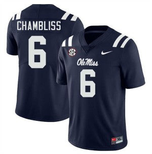 Trinidad Chambliss Ole Miss Rebels #6 Navy Blue Football Jersey Adult Men's Sizes