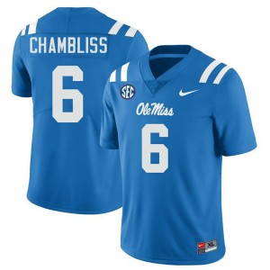Trinidad Chambliss Ole Miss Rebels #6 Powder Blue Football Jersey Adult Men's Sizes