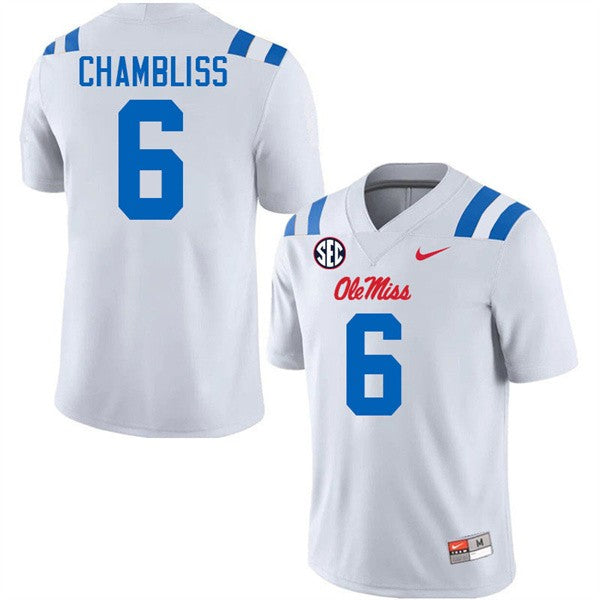 Trinidad Chambliss Ole Miss Rebels #6 White Football Jersey Adult Men's Sizes