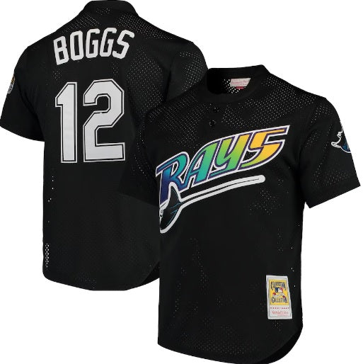 Wade Boggs #12 Black Mesh Rays Baseball Jersey Adult Men's Sizes