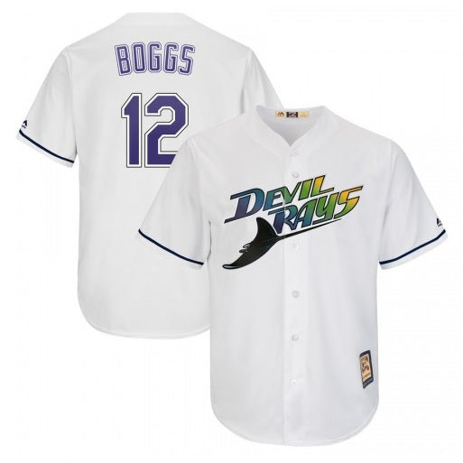 Wade Boggs #12 White Devil Rays Baseball Jersey Adult Men's Sizes