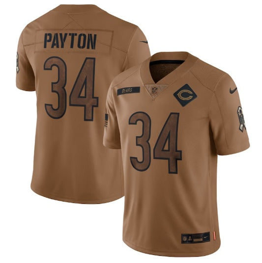 Walter Payton Chicago Bears Brown 2023 Salute to Service Football Jersey Adult Men's Sizes