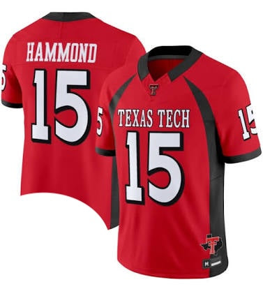 Will Hammond Texas Tech Red Raiders #15 Red  Football Jersey Adult Men's Sizes