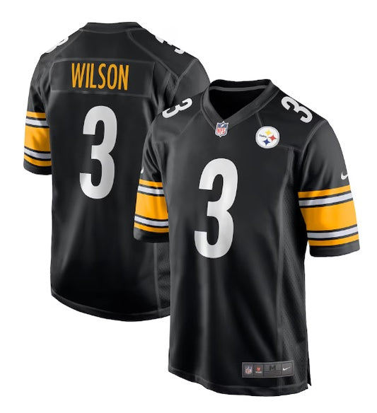 Russell Wilson #3 Pittsburgh Steelers Black Football Jersey Adult Men's Sizes