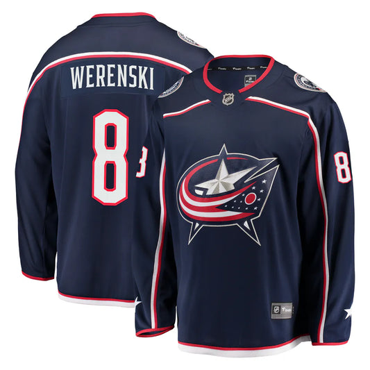 Zach Werenski Columbus Blue Jackets #8 Navy Blue Hockey Jersey Adult Men's Sizes