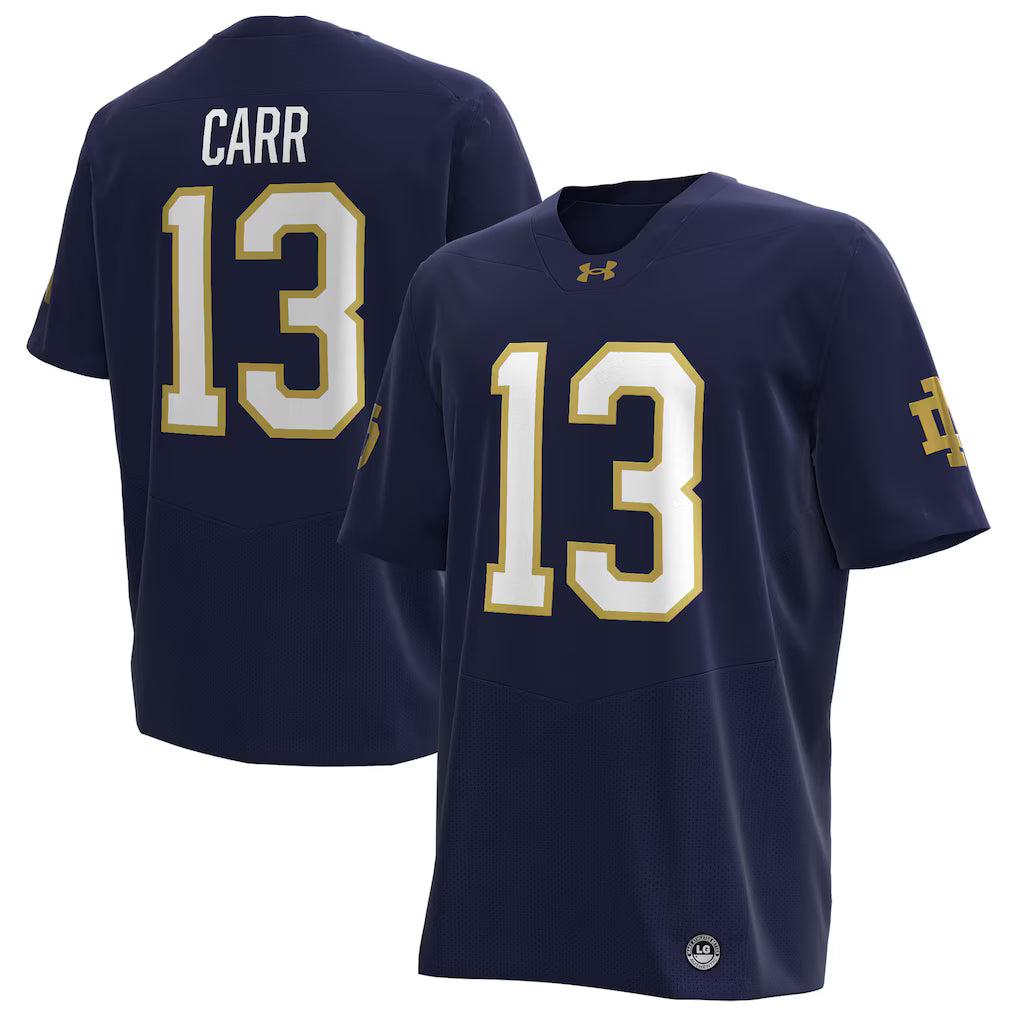 C.J. Carr Notre Dame Fighting Irish #13 Navy Blue Football Jersey Adult Men's Sizes