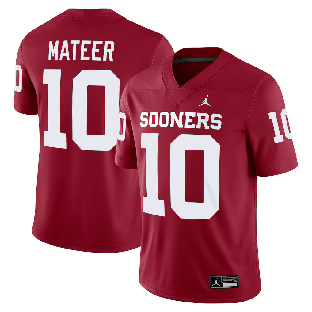 John Mateer Oklahoma Sooners #10 Red  Football Jersey Adult Men's Sizes
