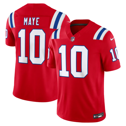 Drake Maye New England Patriots #10 Red Football Jersey Adult Men's Sizes