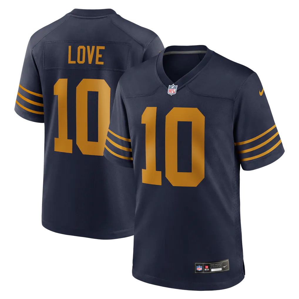 Jordon Love Green Bay Packers #10 Black Football Jersey Adult Men's Sizes
