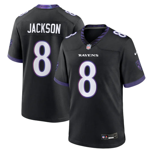 Lamar Jackson Baltimore Ravens #8 Black Football Jersey Adult Men's Sizes