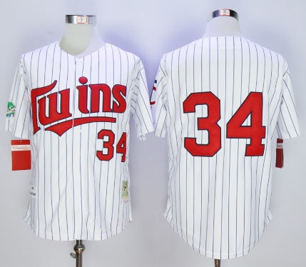 Kirby Puckett Minnesota Twins #34 White Pinstripe No Name Baseball Jersey Adult Men's Sizes