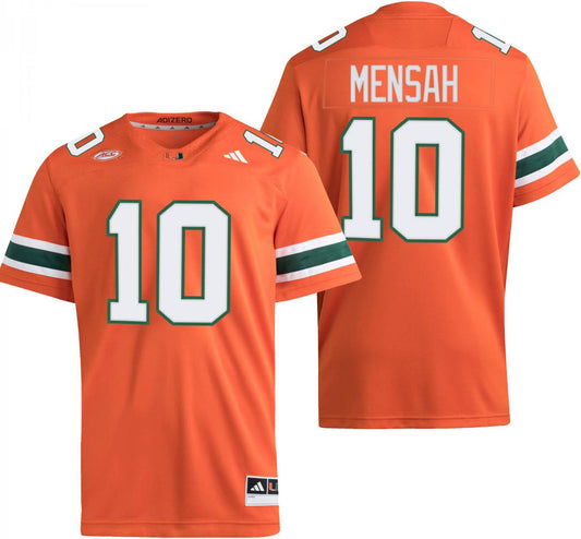 Darian Mensah Miami Hurricanes # 10 Orange Football Jersey Adult Men's Sizes