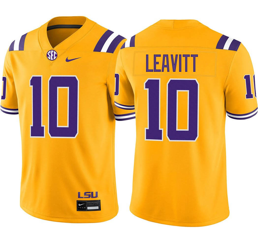 Sam Leavitt LSU Tigers #10 Yellow Football Jersey Adult Men's Sizes